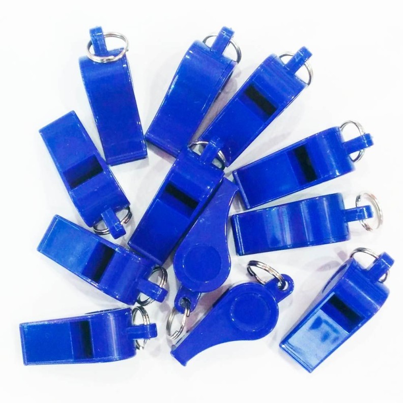 Silbato plástico BEEP. Pack de 12 - Azul